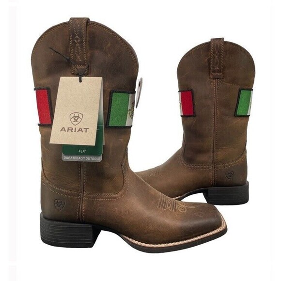 ARIAT Round Up Orgullo Mexicano Performance Western Distressed Square Boots 8.5 - Picture 6 of 14